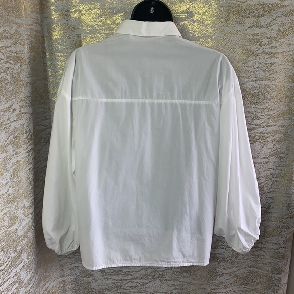 Zara White Floral Embroidered Balloon Sleeve Shirt Size M - Picture 8 of 16
